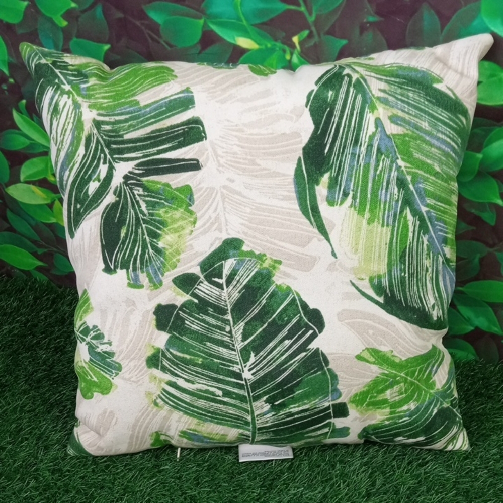 🏠 Botanical Leaf Green Outdoor Throw Pillow